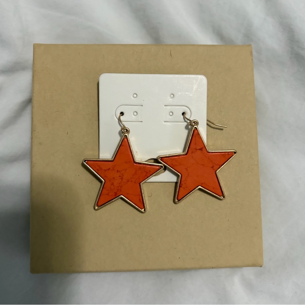 Burnt Orange Star Earrings